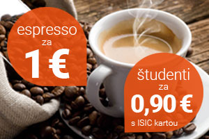 Espresso len za 1,30 €, pre študentov za 1,10 €